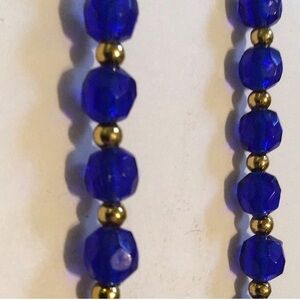 Vintage Colbalt Blue and
Gold Beaded Necklace